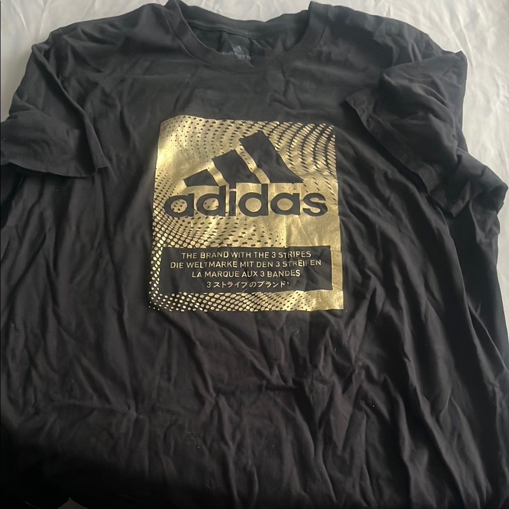 Adidas Black and Gold Short Sleeve Tee XL NWOT